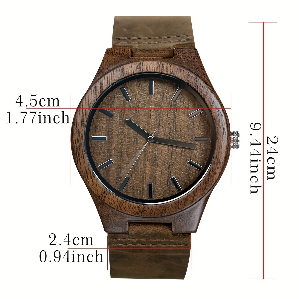Natural Walnut Wood Men's Belt Wrist Watch, Ideal choice for Gifts